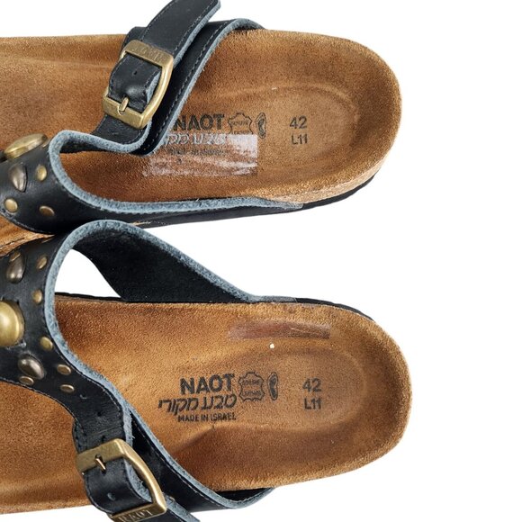 Naot Womens Leather Studded Sandals Size 42 Black & Brown - Picture 4 of 7